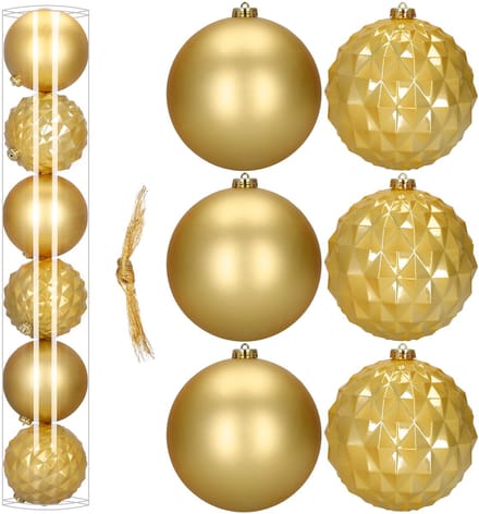 Springos Kerstballen | 6 Stuks | 15 cm | Goud