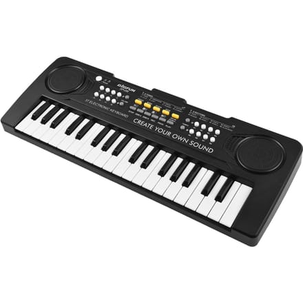 BIGFUN 37-toetsen elektronisch keyboard piano 8 tonen 8 ritmes 11 demo's 4 instrumentgeluidseffecten zwart