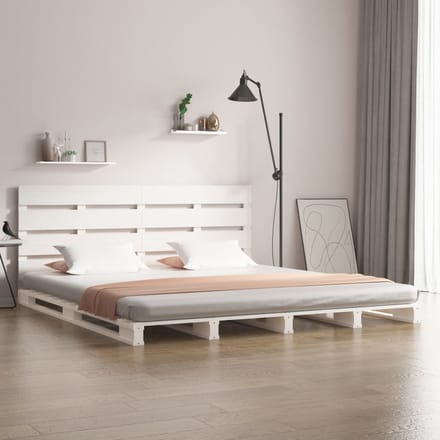 vidaXL - Bedframe - zonder - matras - massief - grenenhout - wit - 200x200 - cm