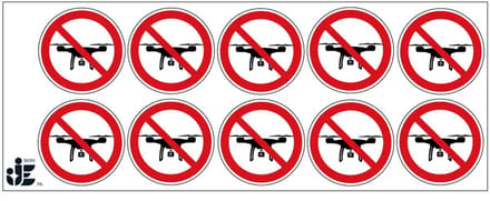 Drones verboden verbodssticker | 5 cm - 10 stuks per vel