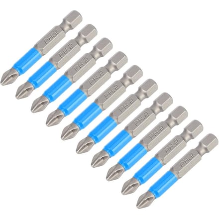10-delige elektrische schroevendraaierbitset antislip S2 staal kruiskop magnetische boorbit PH2 x 50 mm