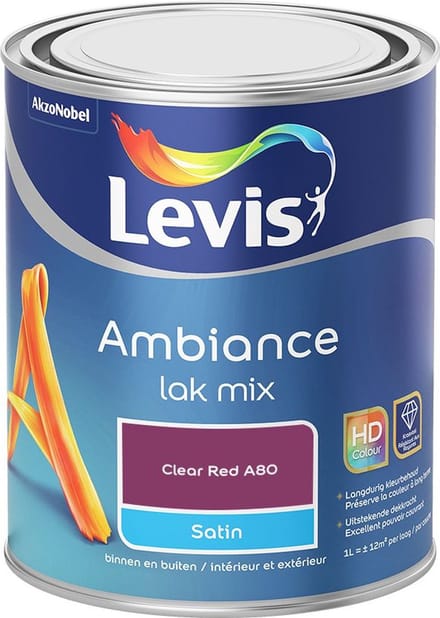 Levis - Ambiance Lak Satin Mix - Clear Red A80 - Mengverf - 1 L