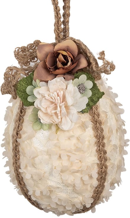 Clayre & Eef Paashanger Ei Ø 11x17 cm Beige Textiel