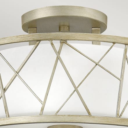 Hinkley LED Plafondlamp Nest | 3X E27 Max 60W | Dimbaar | Silver Leaf, Linen Glass