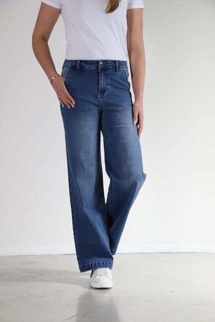 New Star - Broek Neva stone used wide leg dames L32 - maat 27