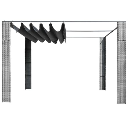 vidaXL - Prieel - met - dak - 300x300x220 - cm - poly - rattan - grijs - en - antraciet