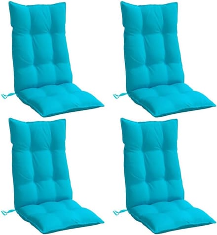 Set van 4 Tuinstoelkussens met Hoge Rugleuning Turquoise Oxford Stof