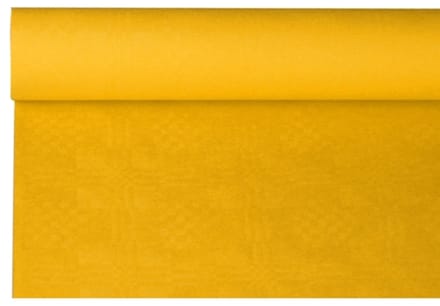 12x Tafelkleed papier met damastprint 8 m x 12 m geel
