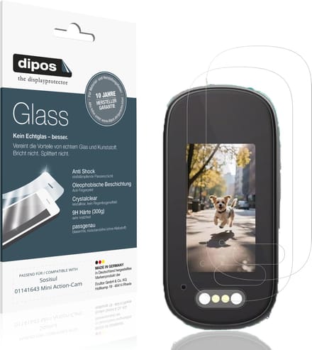 dipos – 2x Pantserfolie geschikt voor Sosisul 01141643 Mini Action-Cam | 9H Screenprotector