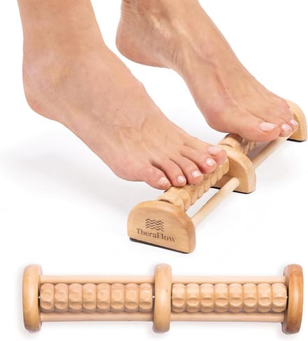 Voet Massager Roller - Houten Roller - Ontspanning Spieren - Dubbele Rij Pinnen - 29.79 cm - Houtkleur