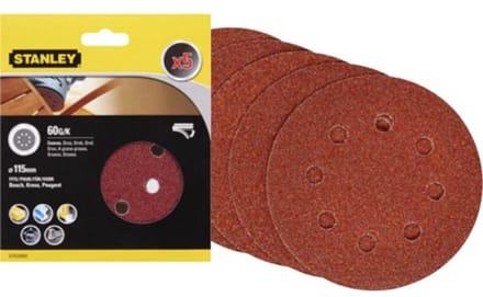 Stanley Geperforeerde Schuurdiscs Sta32007-xj Voor Excentrische Schuurmachine - 115mm - Korrel 80 - 5 Stuks