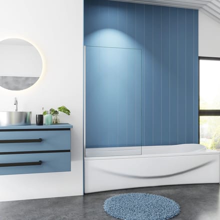 Badwand Primrose Vaste Wand 80x140 6Mm Helder Glas Antikalk Chroom