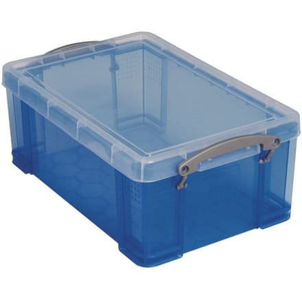 Really Useful Box opberdoos, kunststof, met deksel, transparant blauw, 9 l