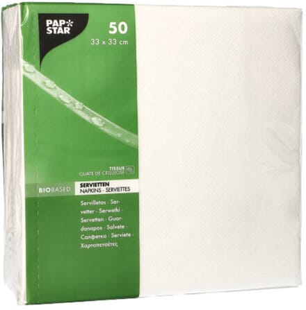 6x 50 Servetten 2-laags 1/4 vouw 33 cm x 33 cm wit