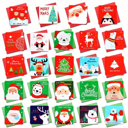 Allecto - Mini-kerstkaarten - 144 stuks - voor kerstcadeaus - Rood