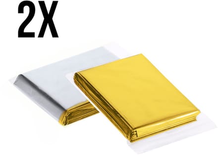 2 Stuks - Isolerende Nooddeken – Dubbelzijdig Zilver/Goud – Gealumineerd PET – Waterdicht & Compact