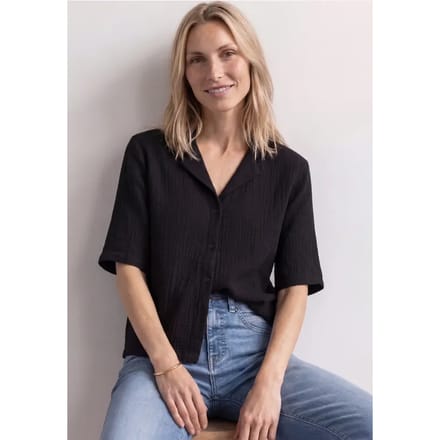 Mousselineblouse met bowlingkraag