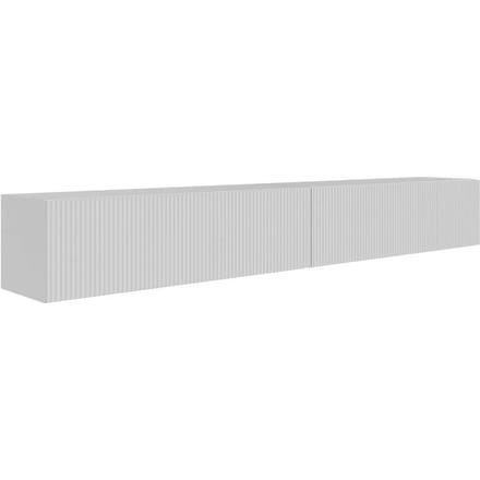 Selsey Veldio – Hangend TV-meubel met geribbelde fronten, 200 cm, wit