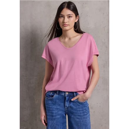 Basic shirt met V-hals