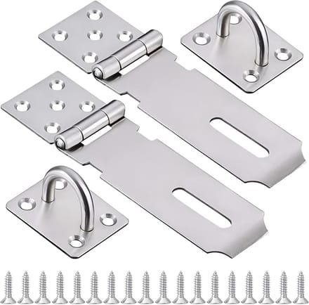 2 Pieces Security Lock, Lockable, Padlock, Door Lock, Safety Device, Metal Hash Lock for Padlocks, Silver - ShopVlot