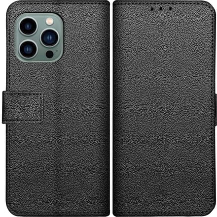 Cazy hoesje geschikt voor iPhone 14 Pro Max Hoesje met Pasjeshouder - Bookcase Classic - Zwart