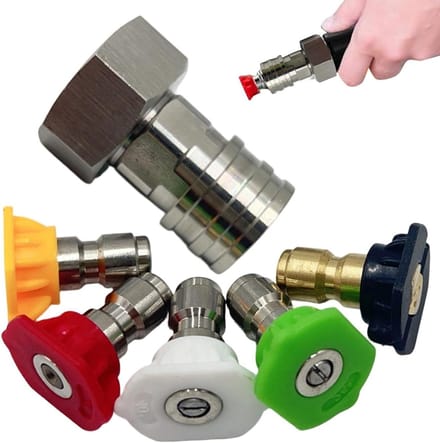 Tuinslangadapter Roestvrijstaal - Hogedrukreiniger Koppeling - Efficiënt Schoonmaken - Stofdichte Fittingen - 9.4 x 7.6 x 3.3 cm - Zilver