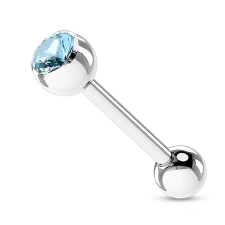 Piercing met zirkonia steen 1.6x16 - aqua - LMPiercings