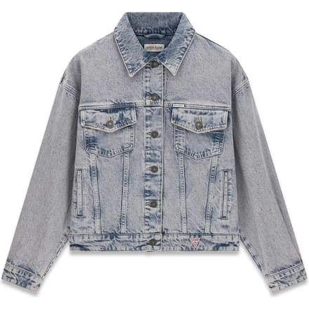 Oversized jeansjack met borstzakken en labelpatch