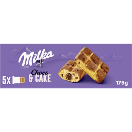 Milka Gâteau & Choc Biscuits Génoise Avec Morceaux De Chocolat Au Lait 175 G (5 X 35 G)