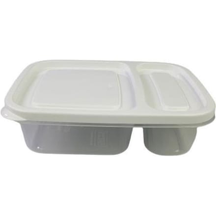 Compacte meal prep bakjes - Wit - Kunststof - 2-vaks - Set van 2 - voorraadbakjes - lunchbox - snackbakjes - stapelbaar - klein formaat