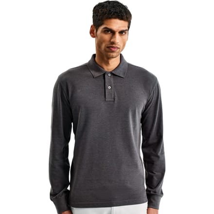 Asquith & Fox Heren Klassieke Pasvorm Poloshirt met lange mouwen (Houtskool)