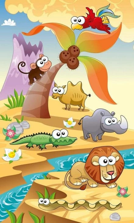 Fotobehang - Savanna Animals 150x250cm - Vliesbehang