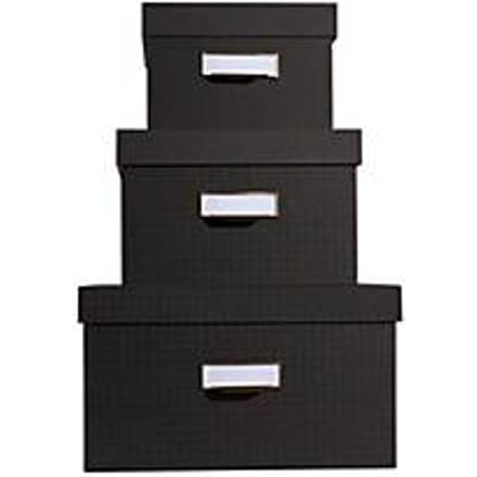 Exacompta OfficeByMe opbergdozen, set van 3, zwart, A4+/A5++/A6++, FSC-karton, etikettenhouder