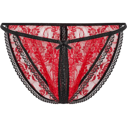 Amorable - Sexy Tanga Slipje Met Open Kruis - Rood/Zwart