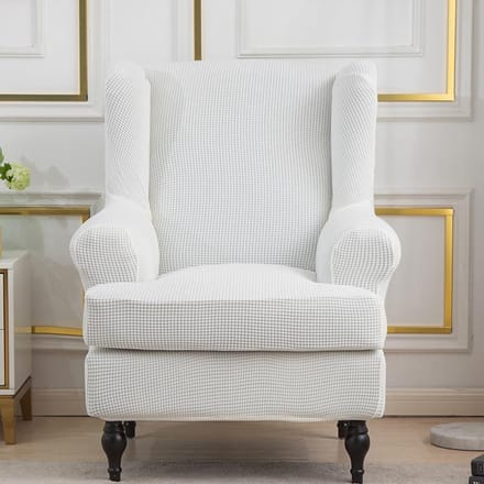 Housse de chaise à dossier King, bras incliné, élastique, aile de canapé, housse de tabouret tigre, protection extensible 1 Piece white