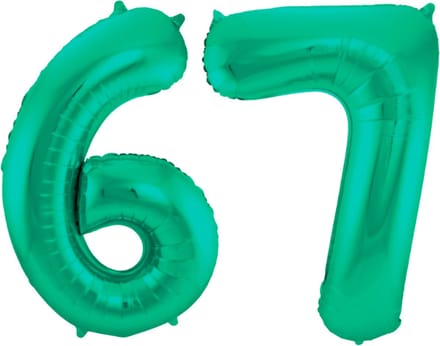 Folieballon 67 jaar metallic groen 86cm