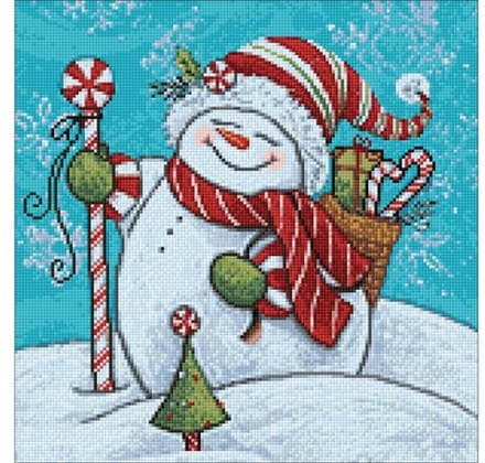 Wizardi Diamond Painting Kit Snowman with Gifts WD2444