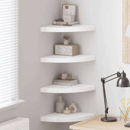vidaXL - Hoekschappen - zwevend - 4 - st - 35x35x3,8 - cm - MDF - wit