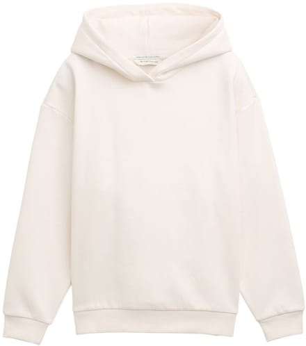 Tom Tailor - Sweater met oversized capuchon en opdruk op de rug - Maat 128 - Gardenia White