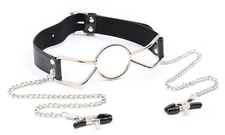 Smart Moves - Ring Gag met Tepelklemmen