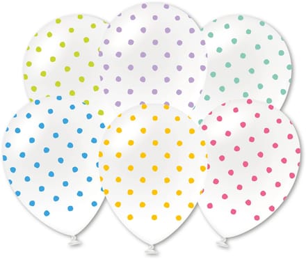 BTH - Gekleurde Ballonnen - Confetti - Stippen - Dots - Verjaardag Versiering - Feest - Decoratie - 6 Stuks