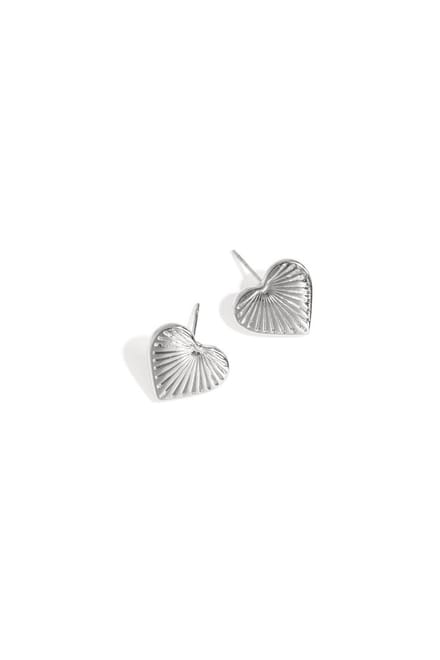 Hart knopjes met ribbel zilver