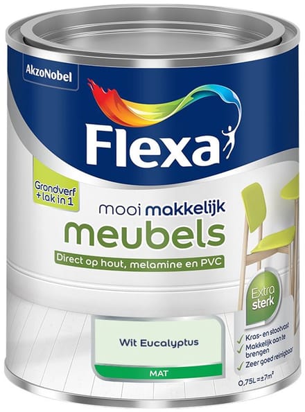 Flexa - Mooi Makkelijk Meubels Mat - Wit Eucalyptus - Mengverf - 750 Ml