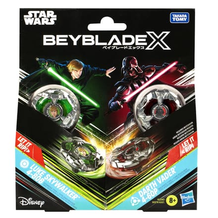 Hasbro Beyblade X and Star Wars Collab Luke Skywalker 4-80B vs. Darth Vader 4-60B