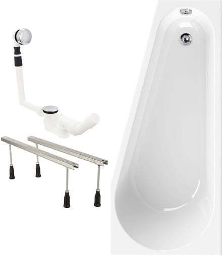 Calmwaters Essential Small - Badkuip - 160 x 70 cm - Links - Set badkuipvoeten