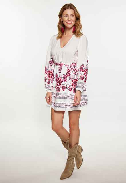 usha Jurk Dames Wit Veelkleurig