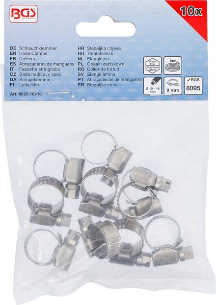BGS Slangklem roestvrij 10 x 16 mm 10 delig