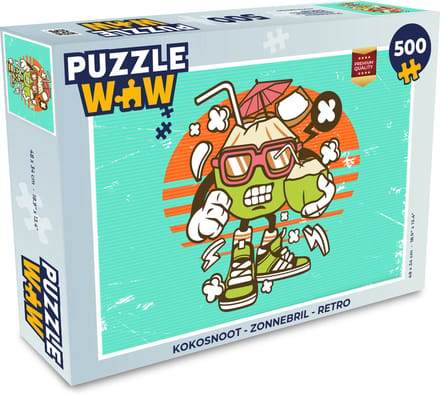 Puzzel Kokosnoot - Zonnebril - Retro - Legpuzzel - Puzzel 500 stukjes