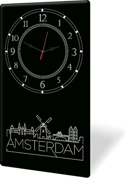 Model 1 - Tempered Glas Wandklok - 30cm x 52cm - Glazen