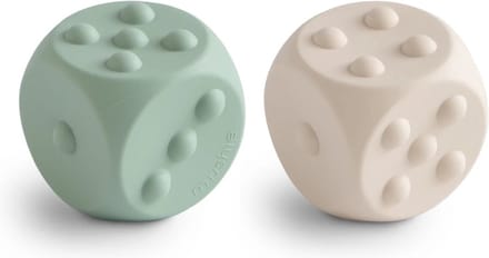 Mushie Dobbelsteen Siliconen Cambridge Blue/Shifting Sands (2 stuks)